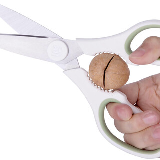 LINOROSO不锈钢鸡骨剪厨房剪刀食物剪刀多功能剪骨剪肉水果蔬辅食剪刀烤肉 可拆卸简约白（磁吸剪套）