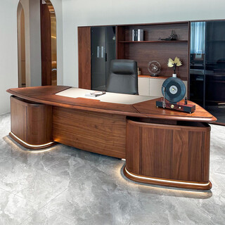 New chinese style solid wood boss desk executive desk black walnut modern minimalist office negotiation reception custom furniture size customization (contact customer service)