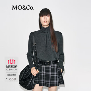 Mo&co. tops 2025 new winter products include tencel wool knotted pile collar, loose high-intelligence gray tone mbe4topt03 dark floral gray m /165