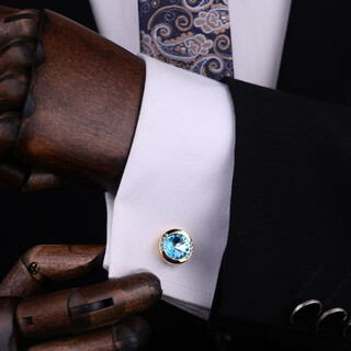 Lieshang men's french shirt cufflinks, cuff nails, cuff nails, men's cuff buttons, long-sleeved shirts, diamond-encrusted cuff buttons, women's gold sky blue cuff buttons