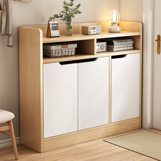 Xinyouliangjia shoe cabinet home door modern simple cabinet entry integrated wall shoe cabinet three doors g046 white 80cm