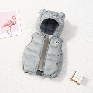 Yeehoo baby clothing vest autumn and winter 0 to 1 year old cotton vest 2 boys and girls 3 flash light thin warm jacket gray 90 cm_recommended to take the size 1 larger