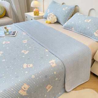 Fantasy one side cotton one side velvet bed cover single piece universal cartoon milk velvet mattress reversible quilted sheets three-piece bed cover set 150x200cm bed cover + pillowcase pair colorful little love a version pure cotton b version baby velvet reversible available four seasons tong