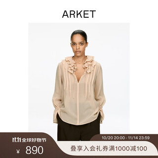 Arket women's frill ruffle collar loose long-sleeved shirt beige autumn new style 1309044001 beige 34 160/80a