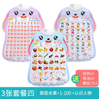 看图识字识物宝宝儿童玩具认知语音启蒙早教墙贴发声有声挂图2岁 水果+人物+数字1-100买1送3