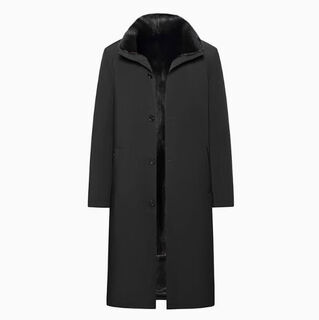 Depas 2025 new haining mink coat men's long over-the-knee parka full mink lining fur winter water black sable mink sleeves 5xl
