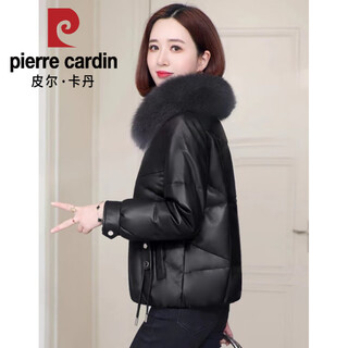 Pierre cardin women's haining genuine leather jacket winter 2025 new young mom sheep fur down jacket short black warm thickened l recommended 110-120 jin jin equals 0.5 kg