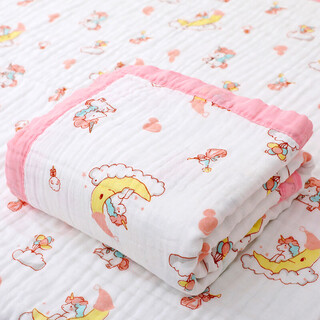 Baby bath towel six-layer pure cotton gauze spring and summer super soft absorbent newborn baby bath towel baby quilt baby blanket six-layer hemmed unicorn 110*110