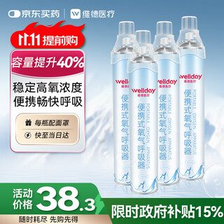 Wellday portable oxygen supply bottle for pregnant women and the elderly medical oxygen inhaler plateau emergency travel oxygen tank 1400ml*4 bottles
