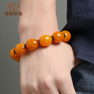 Italian old beeswax date bead bracelet, european return optimized non-natural amber bracelet, light luxury gift for men and women, men's 18mm-19mm (approximately 42 grams with certificate)