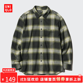 Uniqlo surprise price men's and women's flannel plaid shirt/long-sleeved shirt 470188 478928 470188/53 grass green l