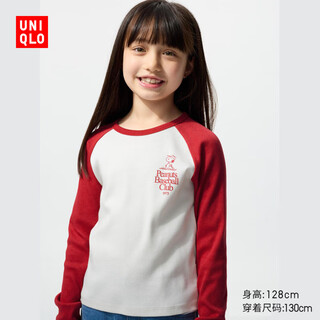 Uniqlo children's clothing girls ut peanuts long-sleeved t-shirt snoopy red top autumn and winter new style 480881 15 coral red 160