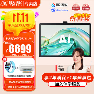 Iflytek artificial intelligence learning machine t30pro/t30 lite primary school junior high school high school ai accurate question answering spark + deepseek large screen eye protection student tablet tutoring machine t30 lite 8+512g 12.5 inches
