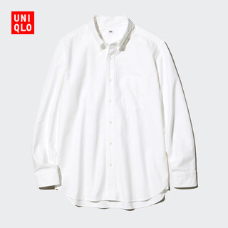 Uniqlo men's and women's oxford shirt/long sleeve shirt casual plain commuting 482445 01 milky white m