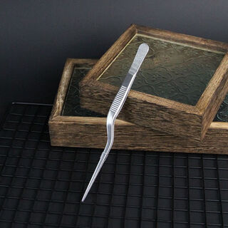 Vinoa western food chef special plating tweezers stainless steel kitchen food clamp molecular cuisine plating clamp mithran silver 16.1