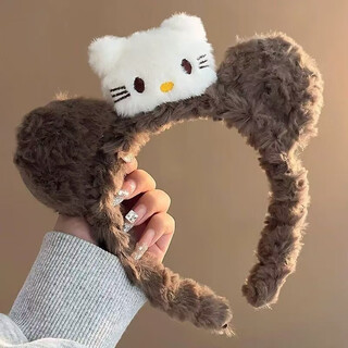 Oxygen face wash and mask special headband for women cute cartoon plush cat headband autumn and winter 2025 new pressed hairpin plush cat headband