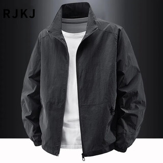 Rjkj light luxury brand men's jackets spring, autumn and winter new outdoor velvet casual stand collar trendy tops black - spring and autumn regular - 8919 jacket xl (recommended 130-145jin jin is equal to 0.5kg)