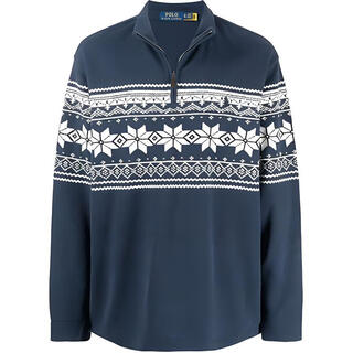 Ralph lauren polo ralph lauren snowflake pattern zipper collar casual sweatshirt men's blue blue s