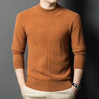 Deer king optim pure cashmere sweater men's half turtleneck sweater autumn and winter new middle-aged dad's thick knitted bottoming shirt top camel yellow m 165 recommended weight 100-120jin jin equals 0.5 kg