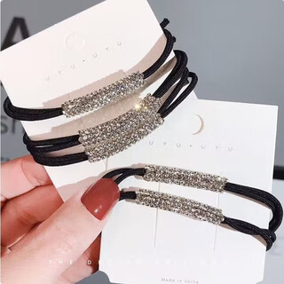 Internet celebrity rhinestone head rope high elastic hair tie