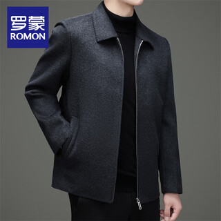 Romon double-sided cashmere jacket men's autumn and winter new loose thickened casual lapel jacket men's woolen top gray removable 90 goose down liner xl 140-155jin jin equals 0.5 kg