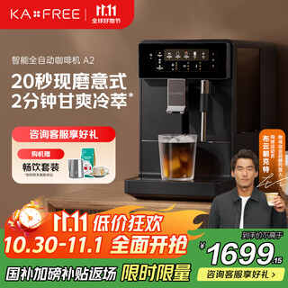 咖啡自由（KAxFREE）【政府补贴】冷萃咖啡机全自动意式家用全自动咖啡机研磨一体 蒸汽打奶泡 A2 墨黑 双十一