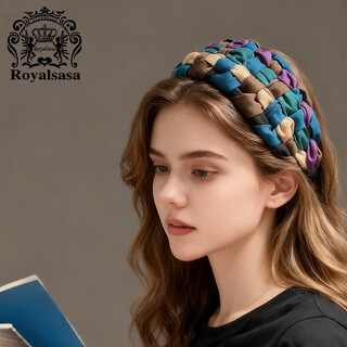 Royal sasa royal salsa braided mix and match contrasting color headband with wide brim to cover white hair and show face small headband hairpin to wash face and collect broken hair accessories