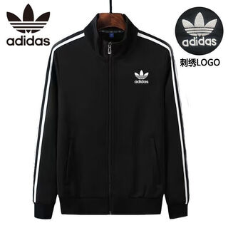 Adidas spring and autumn classic men's and women's clover cotton sports jacket stand collar cardigan casual sweater couple zipper jacket black clover-spring and autumn style s/75-90jin jin equals 0.5 kg