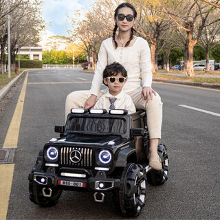 Little hunter children's electric car four-wheel imitation big g can sit adults 1-3-6 years old children's remote control toy car baby can drive standard black dual drive + 12v4.5a battery + hard seat and hard wheels