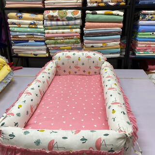 Others newborn bed in bed, kang crib in rural area, complete set of removable and washable pure cotton bed in bed, baby bed in bed, flamingo newborn bed in bed (70*1.1 meters)
