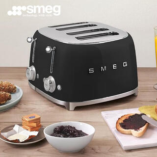 Smeg italian retro toaster toaster sandwich breakfast machine toaster multi-functional household 6-speed baking tsf03 black (four-piece)