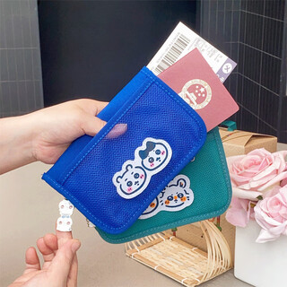 日系吉伊卡哇可爱小八乌萨奇折叠钱包卡包旅行机票护照 蓝色折叠按扣证件包