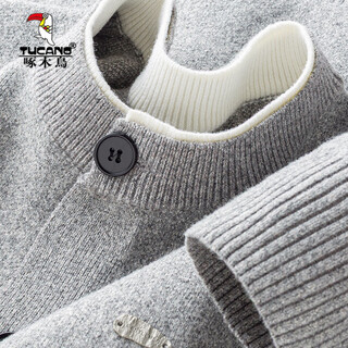 Woodpecker winter thickened half-open henry collar sweater for men 2025 autumn and winter new high-end knitted warm sweater light gray m