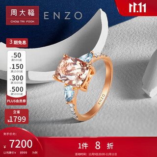 Chow tai fook enzo pink realm 18k gold morganite aquamarine ring for women ezv312 birthday gift no. 15
