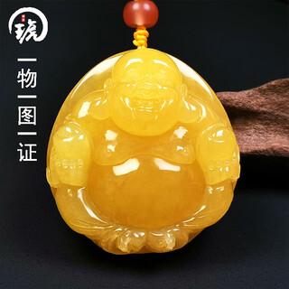 Hupai, one thing, one picture, one certificate, natural beeswax pendant, maitreya buddha pendant necklace, sweater chain, flawless square pendant, 29.08g, 47*45*21mm