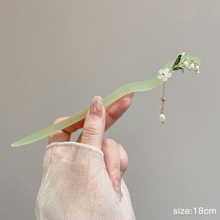 Zan yingmei chinese ancient style rocking hairpin, new chinese style hairpin, high-end sandalwood hairpin, elegant hanfu tassel headdress, lily of the valley pendant-qingshui 1 branch