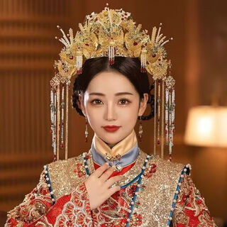 Lingchuan luxury phoenix crown ming-made bridal headwear hanfu wedding hair crown new chinese style wedding queen wedding xiuhe hair accessories luxury phoenix crown ear clip style
