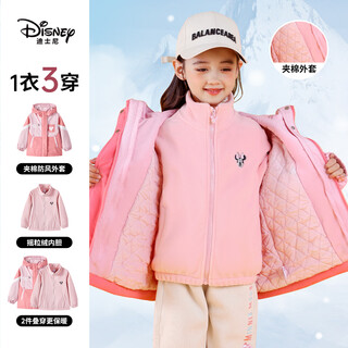 Disney children's coat autumn and winter girls' coat two-piece set 2025 season cotton coat set polar fleece big children's baby coat