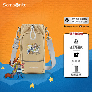 Samsonite crossbody bag disney co-branded mobile phone bag mini travel bag portable coin storage bag 674*03045 brown