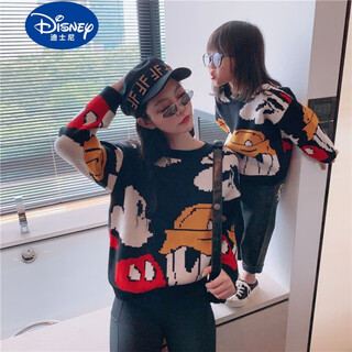 Disney (disney) internet celebrity parent-child clothing new autumn and winter sweater mother-child clothing western fashion knitted sweater internet celebrity jacket trend round neck 165 adults s