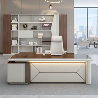 Light luxury boss table, simple and modern office atmosphere, president desk, executive desk, office desk and chair combination b06# light luxury style 1.8m boss table (with side cabinets)