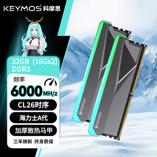 Keymos ddr5 chixiao baidi 6800 desktop 32g tianhe xuannv 6000 game e-sports 16gx2 chengying mecha 6400 memory stick c26/c28/c30 tianhe xuannv-netherworld black-6000mhz-cl26 hailishi a 32gb 2 pieces (16gx2)