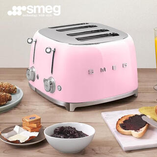 Smeg italian retro toaster toaster sandwich breakfast machine toaster multi-functional household 6-speed baking tsf03 pink (four-piece)