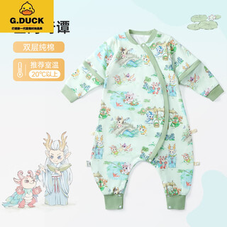 G.duckkids baby quilted split-leg sleeping bag, children's anti-kick quilt, autumn and winter thickened one-piece baby sleeping bag, pure cotton new model, chinese style split-leg sleeping bag, double layer (shanhai qitan) 90# (suitable for height 85-95cm)