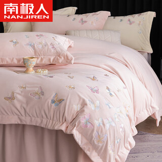 Nanjiren (nanjiren) class a milk velvet four-piece winter thickened and warm double-sided velvet baby velvet baby velvet winter bedding fudie pianpian-pink 2.0m bed bed sheet style four-piece set + 8 jin jin equals 0.5 kg quilt