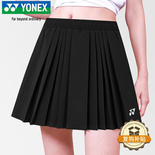 YONEX尤尼克斯羽毛球服比赛训练女款时尚运动百褶短裙2203325BCR黑O