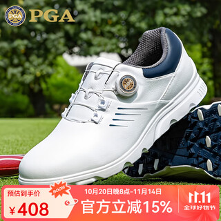 Pga soft sole golf shoes men's knob shoes men's shoes waterproof sports shoes anti-slip fixed spikes 301030-white navy 42