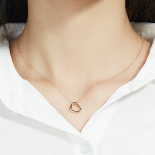 Weiyang quality 18k gold necklace for women au750 heart-shaped color gold diamond pendant single pendant love rose gold 18k heart-shaped chain diamond lao fengxiang quality