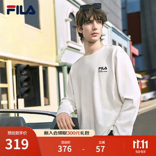 Fila official couple's style knitted long-sleeved top 2025 autumn new fashion casual pure cotton loose long t steam white-iv l 175/96a/l