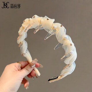 Jian yingshu xiaoxiangfeng mesh pearl tooth comb headband, outing headwear, high skull fluffy headband, face wash hairpin
